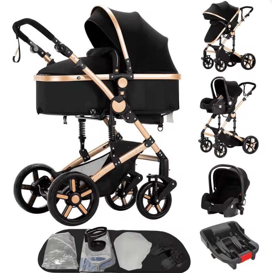 Black Baby Stroller with Car Seat