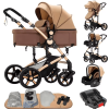 Khaki Baby Stroller with Car Seat