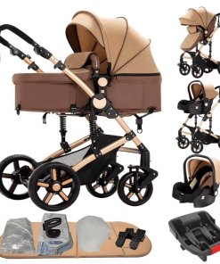 Khaki Baby Stroller with Car Seat
