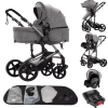 Grey Baby Stroller with Car Seat